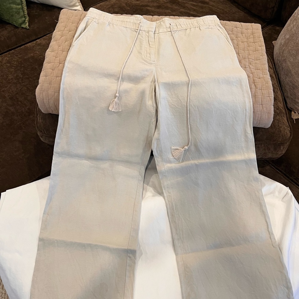 LOFT Beige Linen Trousers